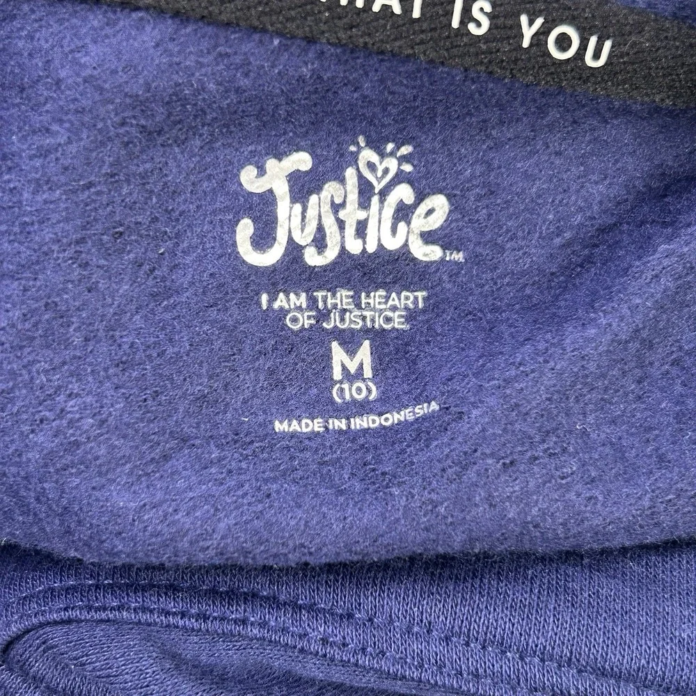 Justice Sports Cutoff Hoodie Girls Medium 10 Blue Pink White Sequins Sleeveless